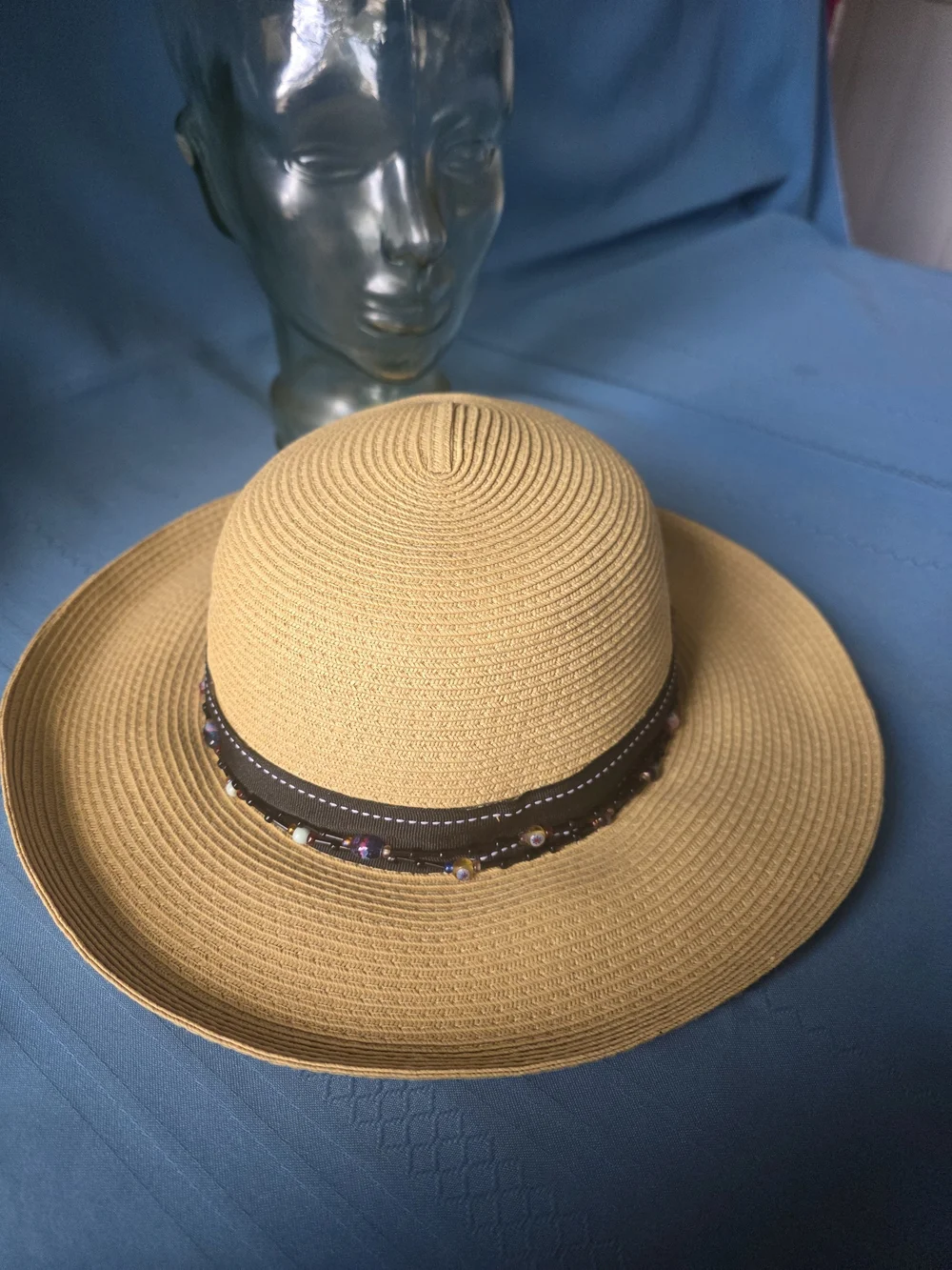 Vingtage Cov-Ver Your World Natural Fiber Woven Sun Hat Panama Boho One Size